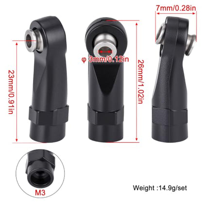 20Pcs RC Linkage Rod Ends,M3 Ball Joint Head Set for Traxxas TRX-4 Axial SCX10 HSP 90046 90047 1/10 RC Crawlers Car Upgrade Parts (20pcs Bent A) - style: 20pcs Bent A