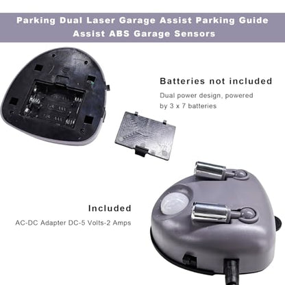 Parking Guide Assist Laser Sensor, 360 Degree Adjustable Car Stop Indicator with AC Adapter, Universal Dual Lasers Guide Motion Activated Parking Sensors for Most Cars
