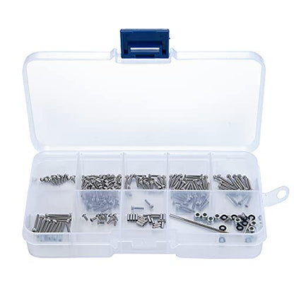 185pcs RC Screws Set M1.4 Screws Nuts M1.5 Pins with Box,Hexagon Wrench for Axial SCX24 1/24th RC Crawler Car