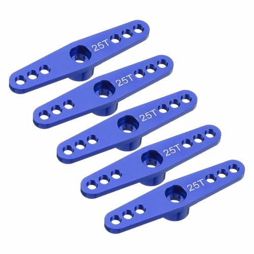 MECCANIXITY 5 Pcs Aluminum Servo Horn 25T 25 Teeth Servo Horn Steering Double Arms 47mm Length Dark Blue for DIY RC Car/Boat/Airplanes Boat Model - color: Dark Blue