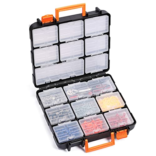 Mayouko 16 Compartments Detachable Toolbox Organizer,Hardware Organizer Box with Removable Sections,Carrying Storage Case for Patts,Screws,Bolts,Nuts,Toys - size: 13.5"L x 12"W x 5"H
