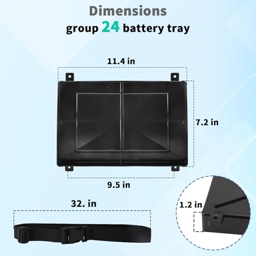 Group 24 Battery Tray for Automotive, Marine, Rv, Boat Battery Tray, Series With Strap Battery Tray for Boat, (24 Series)(2 Pack) - size: 24 Series 2Pack