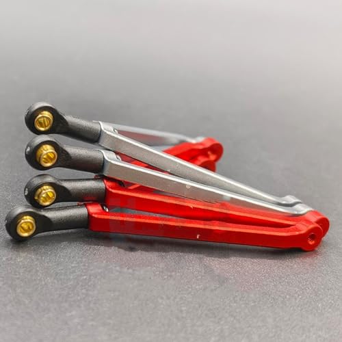 Front Upper Control Arm Bar Rod Links Assembly Replacement Metal Upper Connecting Rods Compatible for FMS FCX18 LC80 1/10 RC Crawler Car Upgrades Parts (Sliver) - color: Sliver