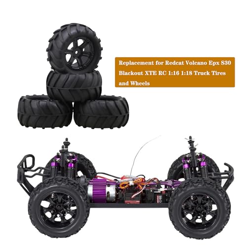 lovermusic 4PCS 1/16 RC Crawler Truck Off Roader Rubber Tires and Rims, 3.35x1.65inch Rock Climbing Tires