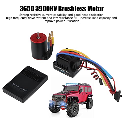 3650 3900KV Brushless Motor with 80A ESC Set, Waterproof Brushless Motor and ESC Combo, High Performance CNC Aluminum Alloy Cooling System for 1/10 1/8 RC Car Truck Off Road Vehicl