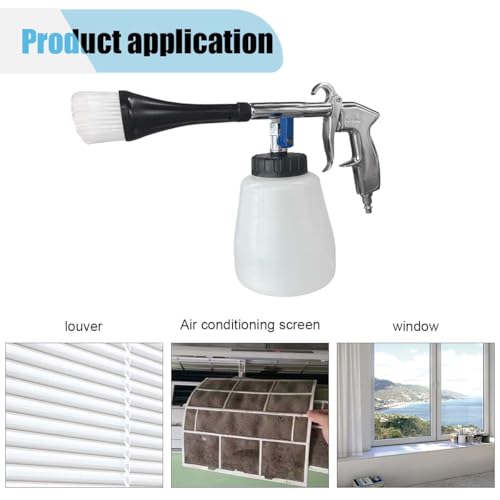 Car Cleaning Gun Kit, High-Pressure Air Blow Gun with 1L Foam Bottle, 2 Nozzles, Car Interior Cleaning Kit, Auto Detailing Spraying Washing Gun for Car Seats, Carpets (4PCS)