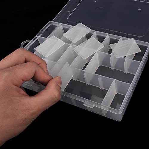 2 Pack 24 Grids Plastic Organizer Box Container Craft Storage Box with Adjustable Dividers for Beads Jewelry Fishing Tackles, Clear