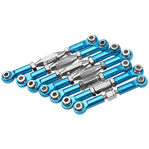 Metal 144001 Steering Linkage Turnbuckles Rod Camber Links Tie Rods Pull Rod Compatible with Wltoys 144001 124019 124018 1/14 RC Car Buggy (Blue)