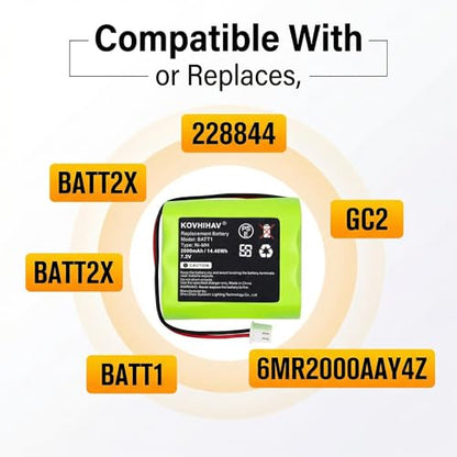 BATT2X Battery Compatible with 228844 6MR2000AAY4Z 10-000013-001 GC2 7.2v 1600mah ni mh Battery Pack