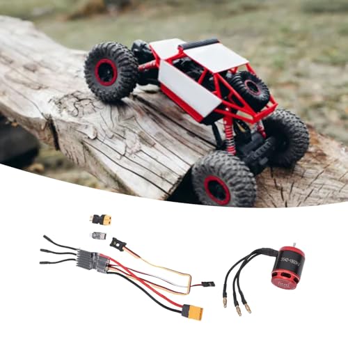 RiToEasysports Brushless Motor and Esc Combo, 1/10 RC Car Brushless ESC Motor Set Replacement for Axial SCX10 RC Crawler Car Upgrades Parts 1850KV 80A
