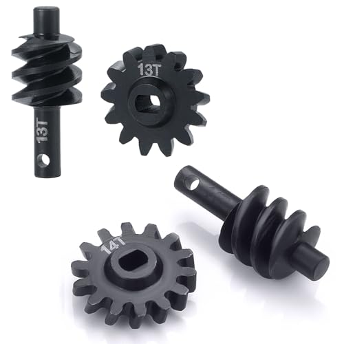 Axle Gear Overdrive Worm Differential 13T 14T/12T 18T/13T 16T Steel Gear for AX24 Axial SCX24 C10 JLU Gladiator Bronco 1/24 RC Crawler Car Upgrade Parts (13T 14T) - size: 13T 14T