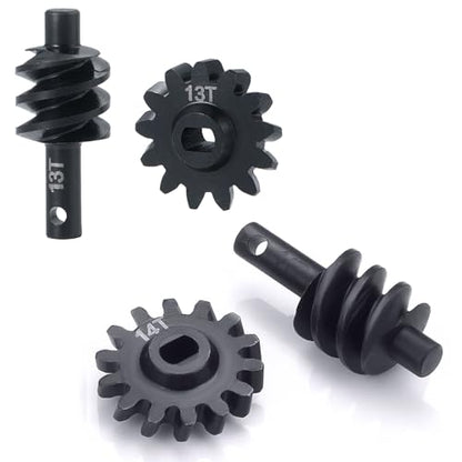 Axle Gear Overdrive Worm Differential 13T 14T/12T 18T/13T 16T Steel Gear for AX24 Axial SCX24 C10 JLU Gladiator Bronco 1/24 RC Crawler Car Upgrade Parts (13T 14T) - size: 13T 14T