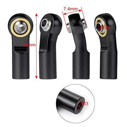 QUE-T 20pcs/Set M3 Link Tie Rod End Metal Ball Joint Head for 1/10 RC Crawler Car Boat (Black) - color: Black