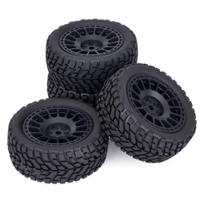 4PCS RC Rally Car Tyres 12mm Hex Hub Wheel Rims Tires NOT Pre-Glued for 1/16 1/14 1/12 1/10 Scale Off Road Buggy On-Road Touring Car Upgrade Parts (Black) - color: Black