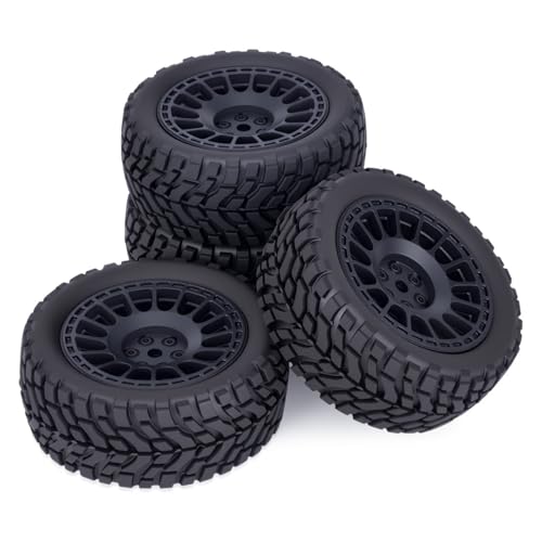 4PCS RC Rally Car Tyres 12mm Hex Hub Wheel Rims Tires NOT Pre-Glued for 1/16 1/14 1/12 1/10 Scale Off Road Buggy On-Road Touring Car Upgrade Parts (Black) - color: Black