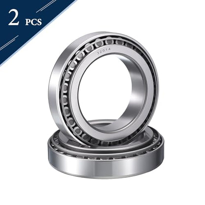 2 Pack 32014 Tapered Roller Bearing Cone and Cup Set | 70mm Bore 110mm OD 25mm Cup Width, Chrome Steel Taper Bearings Set, ABEC-3 - size: 32014