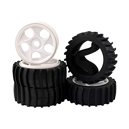 Rowiz 1/8 RC Wheels and Tires White Beach Desert/Snow 4pcs 5 Holes | Hex 17mm, 1/8 RC Off Road Buggy Baja