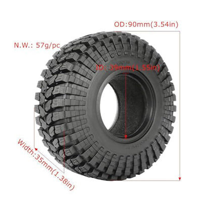 RC Car Tires,WONFAST 4PCS 1.55 inch Mud Wheel Tyre Terrain Crawler Rubber Tires Foam Insert for 1:10 RC Crawler Car for Axial 90069 TF2 D90 CC01 LC70 Tamiya MST JIMNY UTB18(90MM-A) - color: 90mm-a