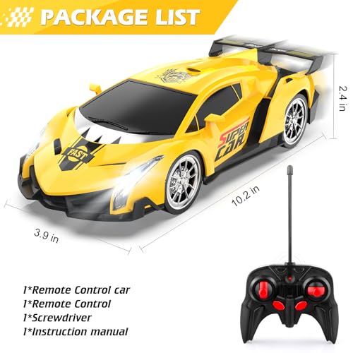 Growsland Remote Control Car, RC Cars for Kids 1:18 Electric Toy Car Hobby Racing Car Toys with Lights & Controller, Christmas Birthday Gift for 3 4 5 6 7 8 9 Year Old Boys Girls - color: Yellow