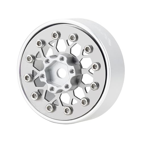 4PCS Grade 5 Titanium Wheel Face Aluminum 1.0 Inch Wheel Hubs for 1/24 Axial SCX24 TRX4M FCX24 Redcat Ascent-18 1/18 RC Rock Crawler Car Upgrade Parts - color: Silver