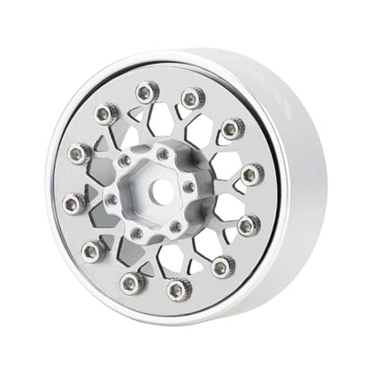 4PCS Grade 5 Titanium Wheel Face Aluminum 1.0 Inch Wheel Hubs for 1/24 Axial SCX24 TRX4M FCX24 Redcat Ascent-18 1/18 RC Rock Crawler Car Upgrade Parts - color: Silver