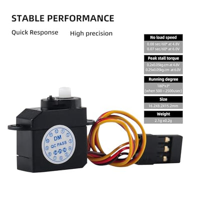 Mini Micro Servo Motor 2.1g 180° Rotation DM-S0020 4.8-6V Plastic Gear Servo for RC Car Airplane Helicopter Robot DIY Toys (10PCS) - style: 10PCS