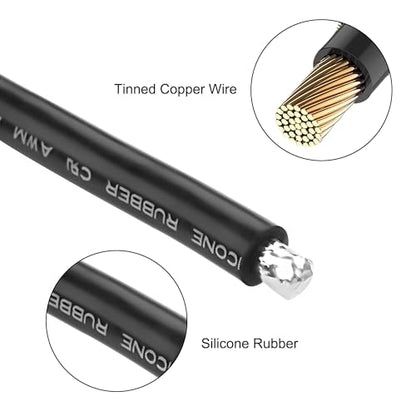 XMSJSIY 10 Gauge Wire Silicone Electrical Cable Red & Black 10 AWG Wire 2 Core Conductor Battery Cable Oxygen Free Stranded Tinned Copper Wire for RC Car Marine Battery Clamp Cable (1 M / 3.28 FT)