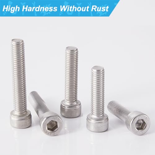 M3 x 30mm 35mm 40mm 45mm 50mm Socket Head Cap Screws Bolts, Stainless Steel 304, Metric Allen Hex Drive, Bright Finish, Fully Threaded, Assortment Kit 75PCS - size: Socket M3x30-50 mm