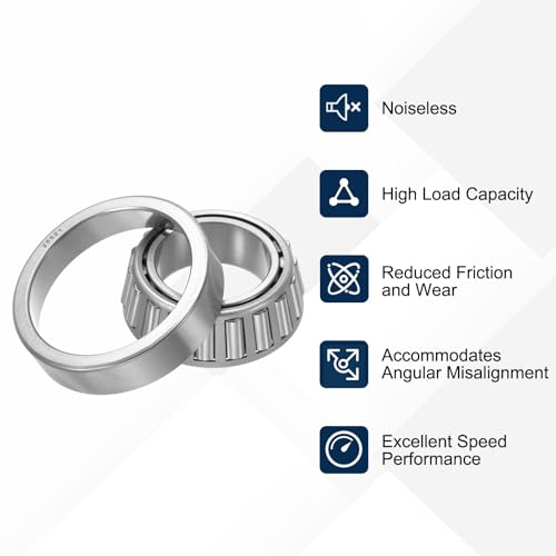 uxcell 25590/21 Tapered Roller Bearing Cone and Cup Set, 1.77" Bore x 3.27" OD x 1" Thick, Chrome Steel Taper Bearing Set, ABEC-3 - size: 25590/21