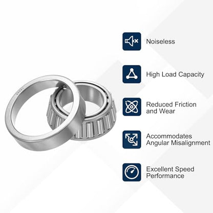 uxcell 25590/21 Tapered Roller Bearing Cone and Cup Set, 1.77" Bore x 3.27" OD x 1" Thick, Chrome Steel Taper Bearing Set, ABEC-3 - size: 25590/21