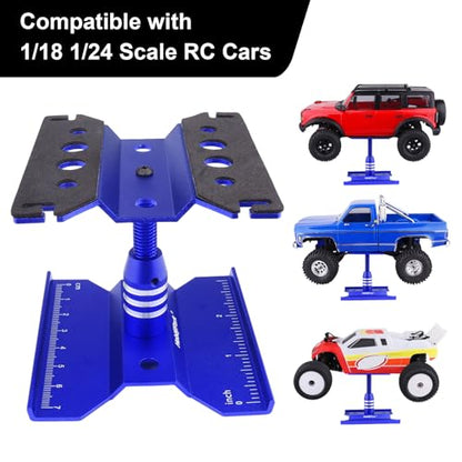 HobbyPark Mini RC Car Work Stand Aluminum for 1/24 1/18 Scale RC Crawler Axial SCX24 Traxxas TRX4M FCX24 FCX18 Workstation 360 Degree Rotation Lift Lower (Blue) - color: Blue