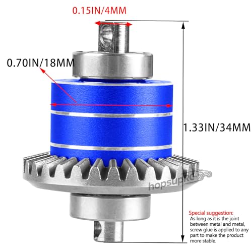 RC Front & Rear Diff Gear Upgrades Part for 1/14 MJX 14210 14211,Metal Rear Gears Differential Assembly,Replacement 16420G2,Navy Blue - color: Navy Blue(for 1/14)