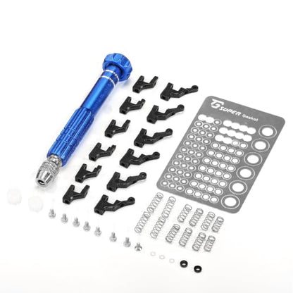 RC Car Frame, 1/24 1/28 TG Racing Carbon Fiber Assembled Mini Rear Drive RWD Drift Racing Car Frame Body Kit with Tools DIY Parts (Blue) - color: D.blue