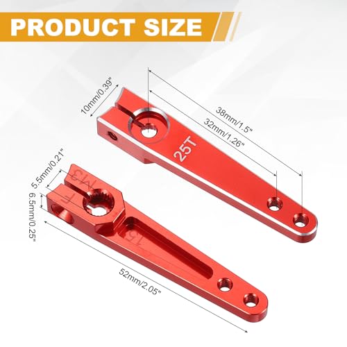MECCANIXITY Aluminum Alloy 1.5 inch 25T Steering Servo Arm Horn Red for Car/Boat/Airplane Boat Accessories Pack of 3 - color: Red