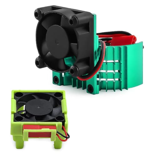 Aluminum Heatsink Plastic RC Motor ESC Cooling Fan Set 6-8.4V High RPM for TRAXXAS VXL-3S Slash/Rally/Bandit/Stampede 2WD 4WD RC Car (Green) - color: Green