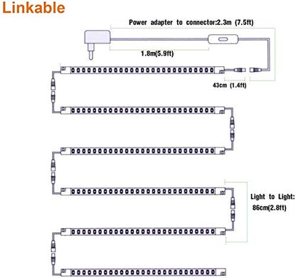 Cefrank Led Light Strips Kit, (6) 12’’ Linkable Light Bars + Rocker Switch + UL Power Adapter, Under Cabinet Lighting for Locker Closet Shelf, Showcase Lighting, 6000K Cool White - color: White