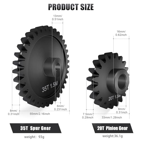 Main Gear 30T M1.5 Shaft with Bearing 45# Steel D-Shaped Hole Spur Gear with 25T Pinon Gear for TRAXXAS-1/5 X-MAXX 6S/8S Monster Truck and 1/6 4WD XRT 8S-78086-4, 1.5 Mod Large Transmission Gear Part - style: 25T + 30T