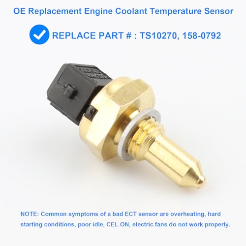 Coolant Temperature Sensor, ECT Temp Sensor Replace TS10270 158-0792 Compatible with BMW - 128i 320i 325i 325xi 328i 328xi 330i 330xi 335i 528i 530i 535i 550i 740i 750i 750Li M3 M5 M6 X3 X5 X6 Z4,More