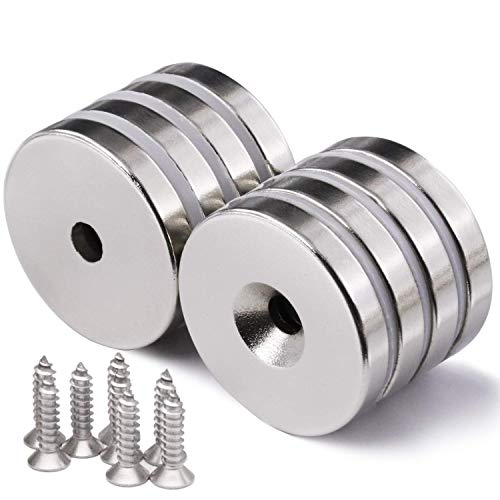 LOVIMAG Strong Magnets 1.26inch x 0.2inch Rare Earth Neodymium Heavy Duty | 8 Pack Epoxy Coated Disc Countersunk Magnet Cabinets Door Catch for Fridge, Kitchen Room Refrigerator Drawer Locker, Silver - color: Silver