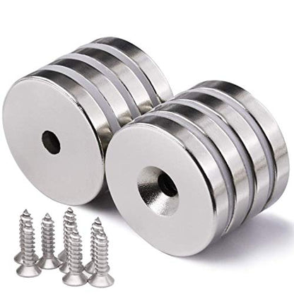 LOVIMAG Strong Magnets 1.26inch x 0.2inch Rare Earth Neodymium Heavy Duty | 8 Pack Epoxy Coated Disc Countersunk Magnet Cabinets Door Catch for Fridge, Kitchen Room Refrigerator Drawer Locker, Silver - color: Silver