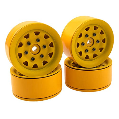4Pcs ShareGoo Metal Wheel Hub Rims 1.9 Inch Beadlock Wheel Rim 25.5mm Thickness Compatible with Axial SCX10 90046 Wraith Traxxas TRX4 D90 Tamiya CC01 1/10 RC Crawler Car (Yellow) - color: Yellow