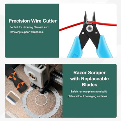 38Pcs 3D Printer Tools Kit with Storage Case, 3D Printer Accessories - Scrapers, Files, Brushes, Tweezers, Nozzle Cleaner, Wire Cutter, Craft Knife, Wrench, for 3D Printing Cleaning, Finishing - style: 3D Printing Kit