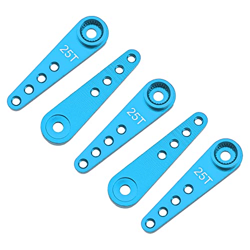 5Pcs ShareGoo 25T Servo Horn 37mm Metal 25 Teeth Extension Steering Arm Server Compatible with Futaba Savox Power HD HSP MG995 MG996 Servos for RC Car Truck (Blue) - color: Blue