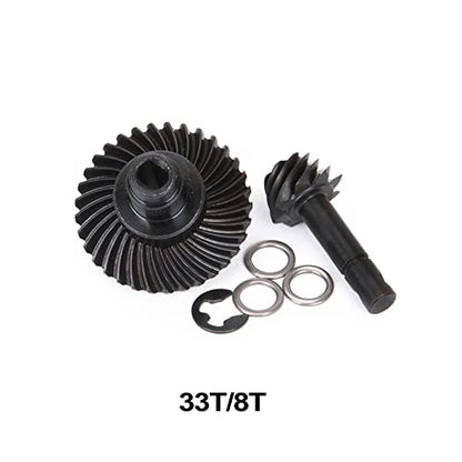 Heavy Duty Bevel Helical Overdrive Gear RC Car Bevel Gear 8T 24T/27T/30T/33T AR44 for 1/10 RC Rock Crawler Axial SCX10 II Axle Portal Spare Parts (33T 8T) - size: 33T 8T