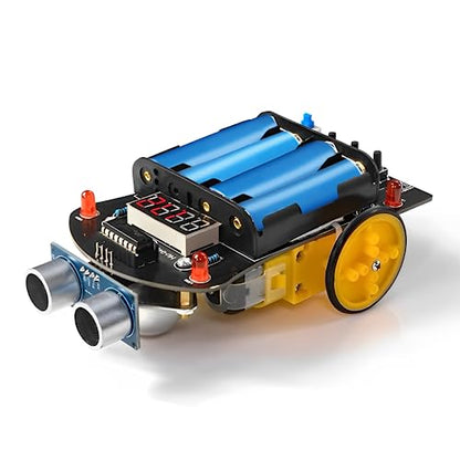 DIY Smart Car Soldering Practice Kit, Small Car Robot DIY Soldering Kits, Ultrasonic Distance Measuring Smart Cart, Solder Project Kit for Learning and Teaching Soldering and Electronic