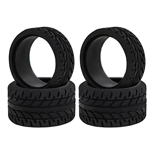4Pcs 1/28 Rc Drift Car Tires, [2N+2W] High Grip Tires Simulated Tire Tread Racing Tyre for 1/28 Mosquito Cart MINI-Z MR03 IW04M AWD AMZ MINI-Q RC Car Upgrade Parts
