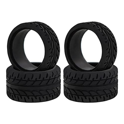 4Pcs 1/28 Rc Drift Car Tires, [2N+2W] High Grip Tires Simulated Tire Tread Racing Tyre for 1/28 Mosquito Cart MINI-Z MR03 IW04M AWD AMZ MINI-Q RC Car Upgrade Parts