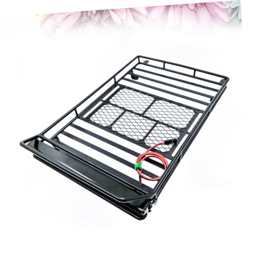 Luxshiny Rc Crawler Car Roof Luggage Bracket with Light Durable Cargo Holder Rack for Simulation Accessories Storage - size: 24.80X14.10X2.30CM