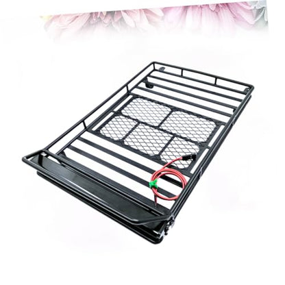 Luxshiny Rc Crawler Car Roof Luggage Bracket with Light Durable Cargo Holder Rack for Simulation Accessories Storage - size: 24.80X14.10X2.30CM