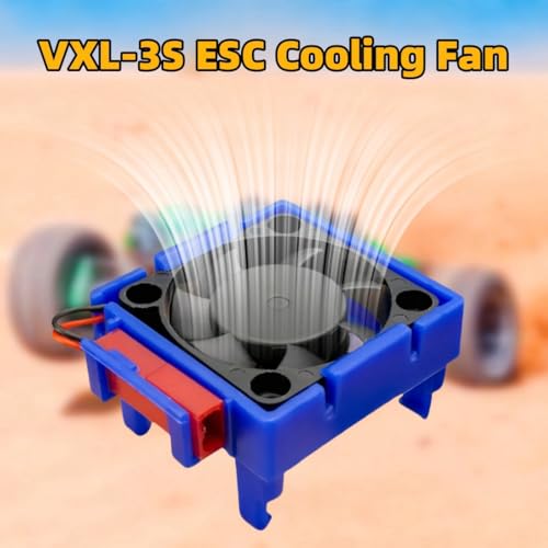 VXL-3s ESC Cooling Fan and Motor High Speed Cooling Fan Dual Fan Set Fit for Upgrades 1/10 Traxxas Slash 4×4 VXL Rustler 4X4 Stampede 4X4 Hoss 4×4 Velineon VXL-3s Heat Sink, Blue - color: Blue